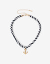 Collares Cortos Cordón Collar Marinero Dije Ancla - Dorado