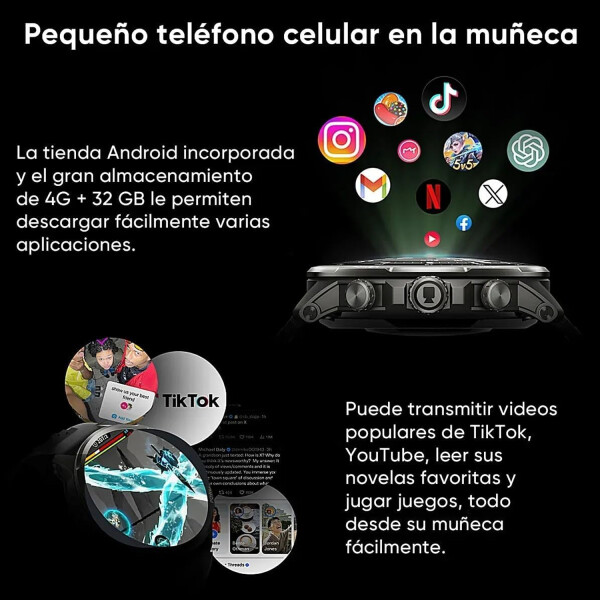 Smartwach Shark X Pro Lte 4g Wifi Cámara SMARTWATCH BLACK SHARK X PRO LTE 4G NEGR