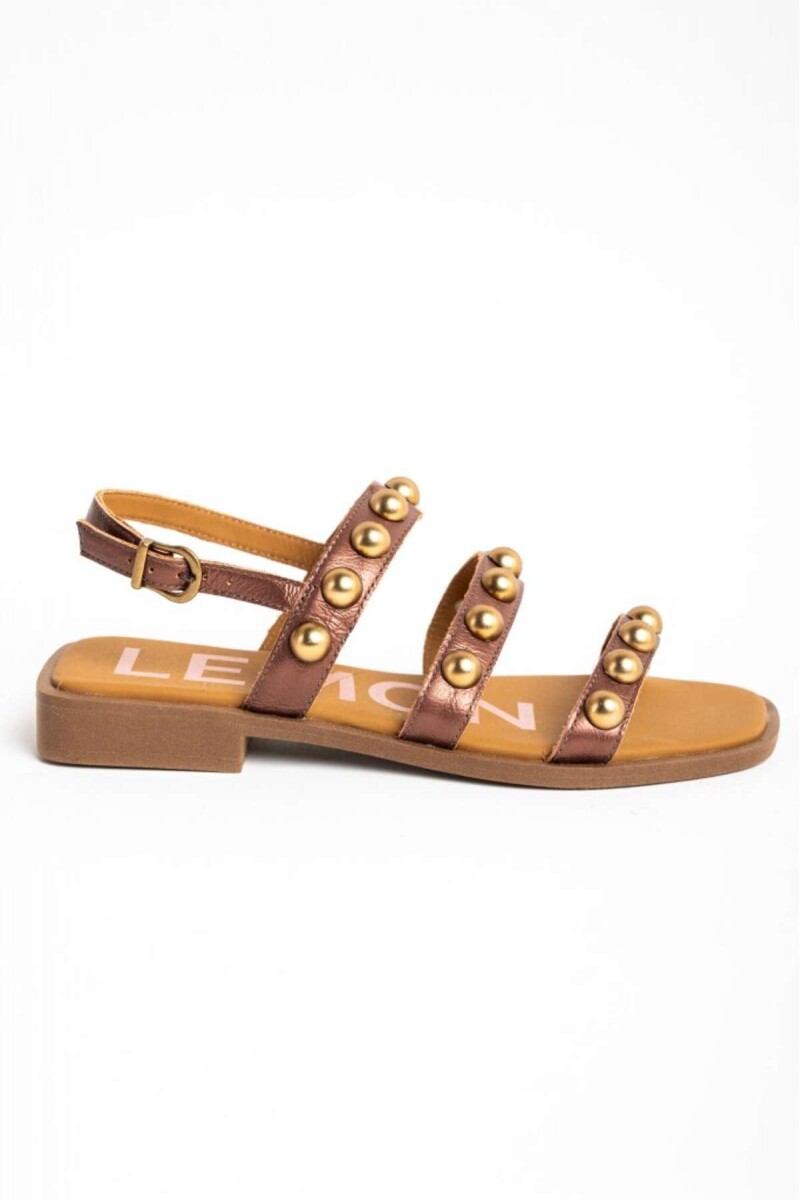 Sandalias De Cuero Con Tachas - Burdeos 