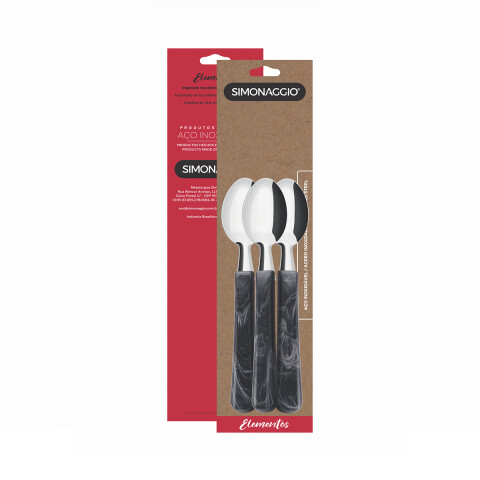 Set X3 Cucharas de Postre Elementos Simonaggio GRIS OSCURO