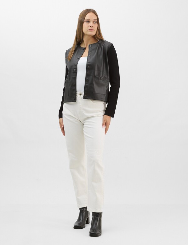 Chaqueta Combinada Eco Cuero NEGRO