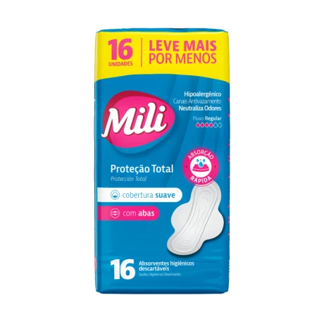 Toalla Femenina MILI Suave con Alas 16 Pcs Toalla Femenina MILI Suave con Alas 16 Pcs