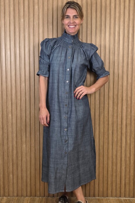 Vestido Maldivas Lino Azul Melange