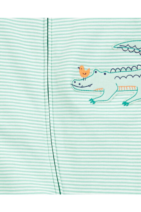 Pijama una pieza de algodón, con pie, estampa caimán Sin color