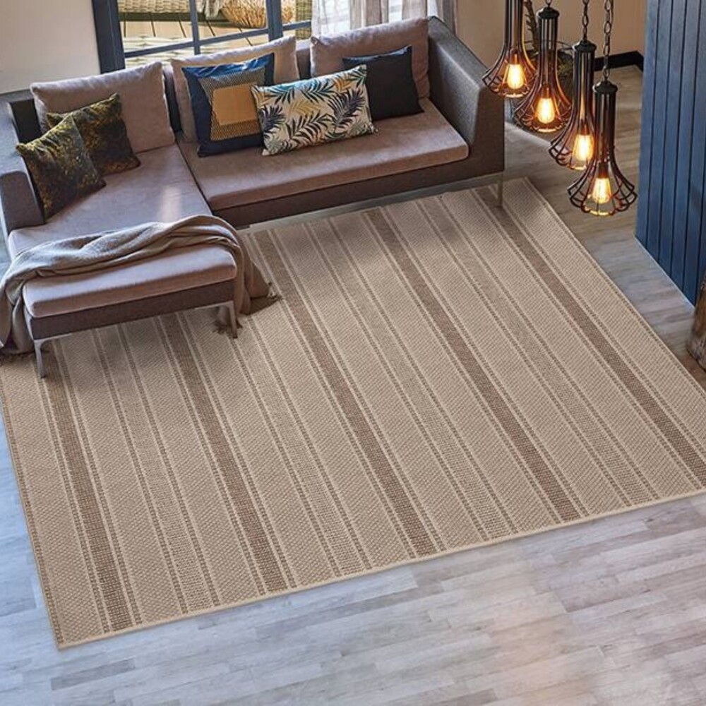 Alfombra de interior Eco-Nature - Riscas | 2.00x2.50 m Beige Marron