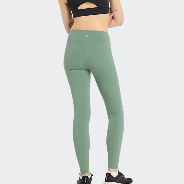 Calza New Balance Sleek Pocket High Rise Verde