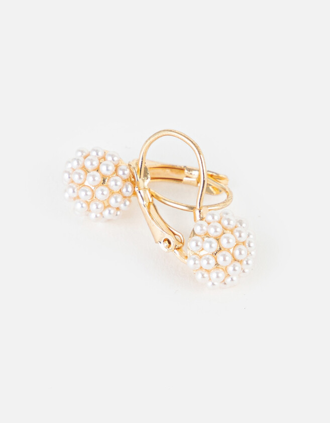 Aros Colgantes Cortos Con perlas Aros Colgantes Con Perlas - Dorado