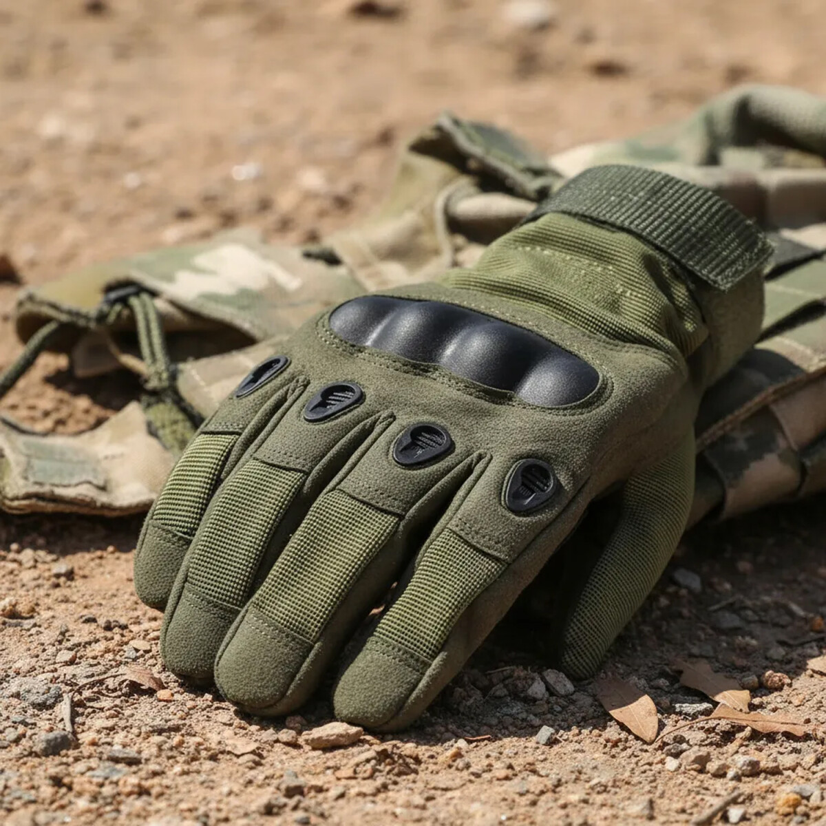 Guantes Tácticos Militares Con Protección En Nudillos - Verde 