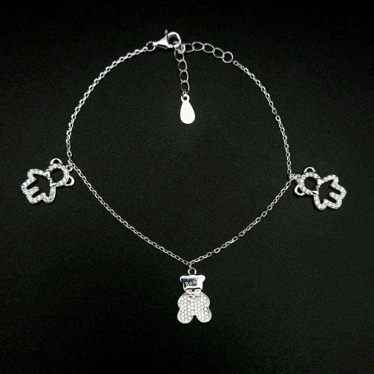 Pulsera de plata 925 con circonias - Ositos 