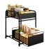 Organizador De Cocina Bajo Mesada Alacena 2 Estantes Cajones Color Negro Ancho Organizador De Cocina Bajo Mesada Alacena 2 Estantes Cajones Color Negro Ancho