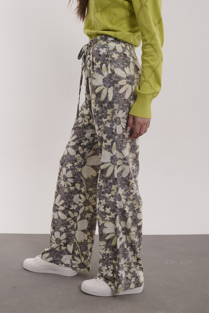 PANTALON LEONOR ESTAMPADO GRIS Y LIMA