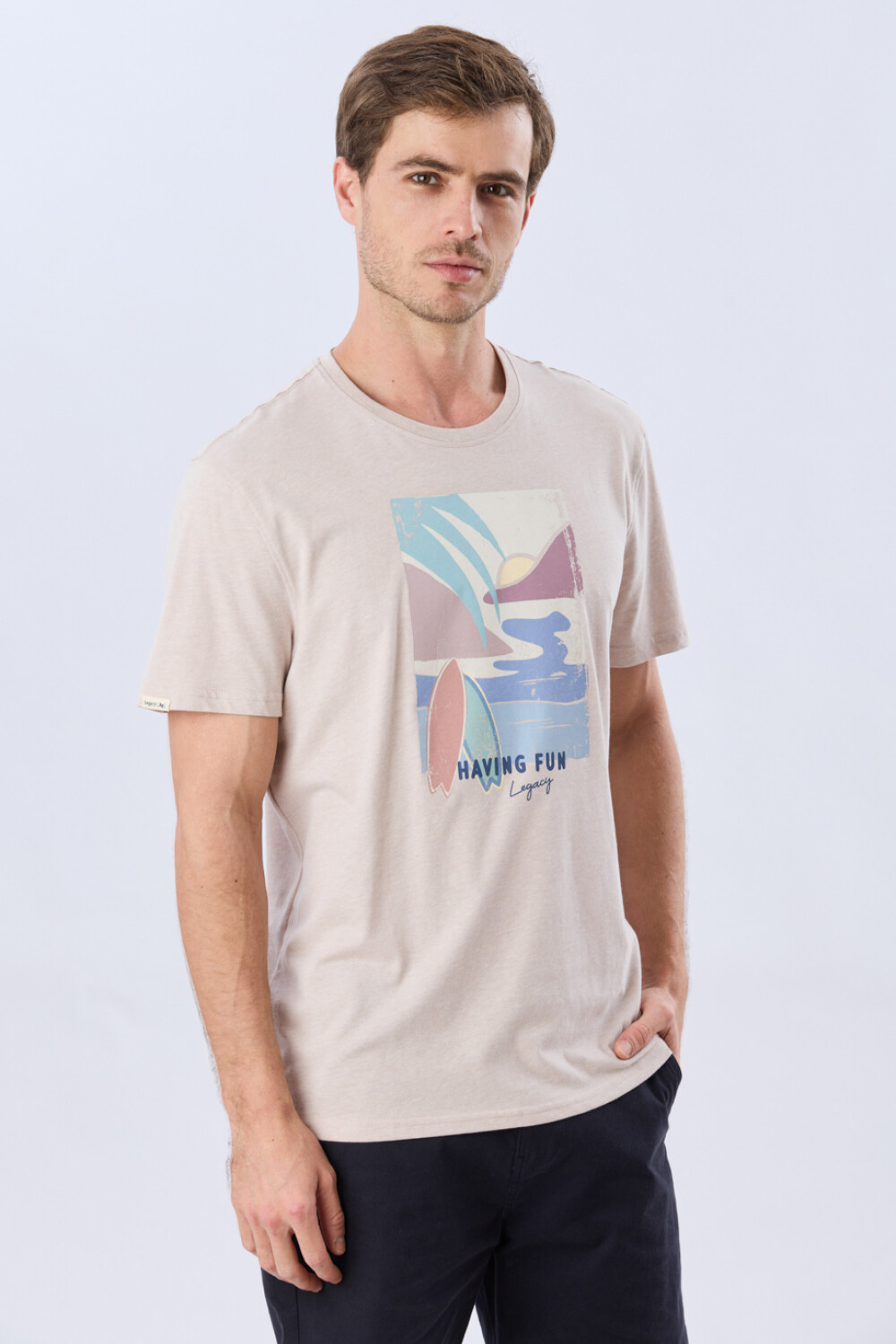 REMERA ESTAMPADA DE ALGODÓN Beige