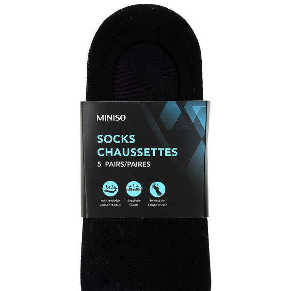 Medias soquete invisible 5 pcs negro