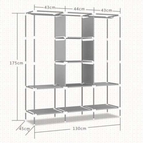 Ropero de 8 Estantes Desmontable de Caño y Tela TNT 130x45x175 Negro