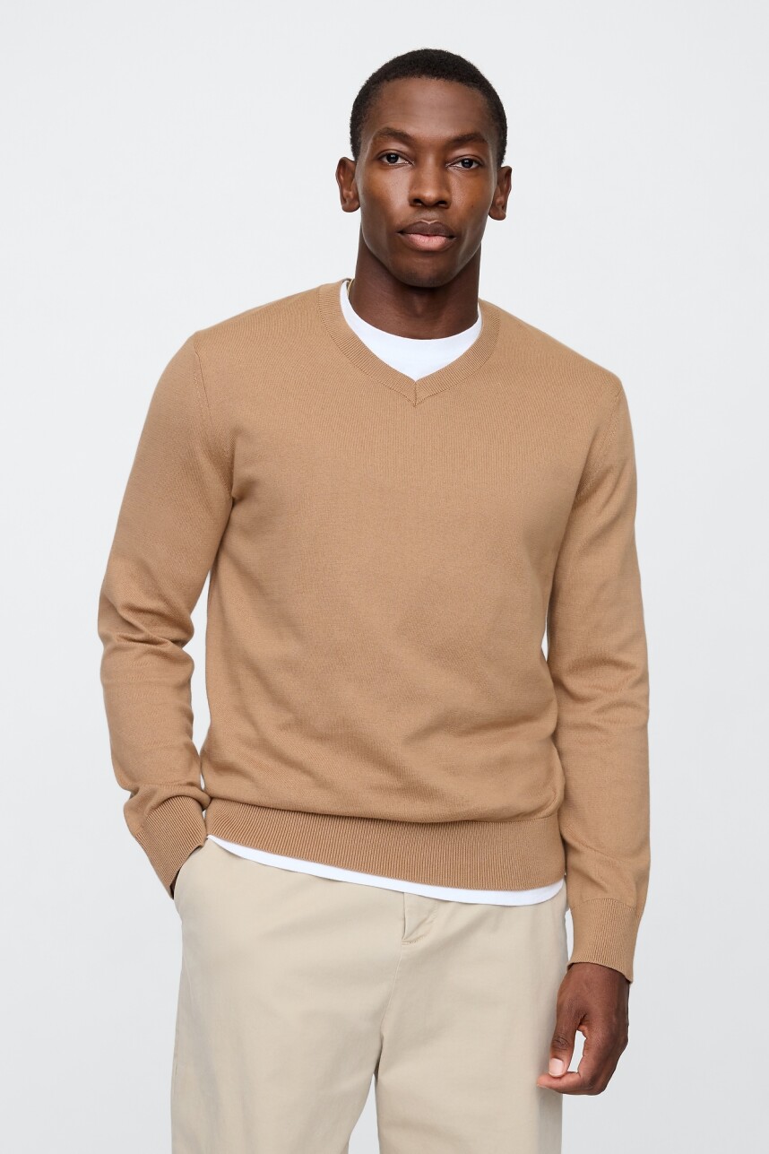 Buzo Algodòn Escote V Hombre Camel Hair