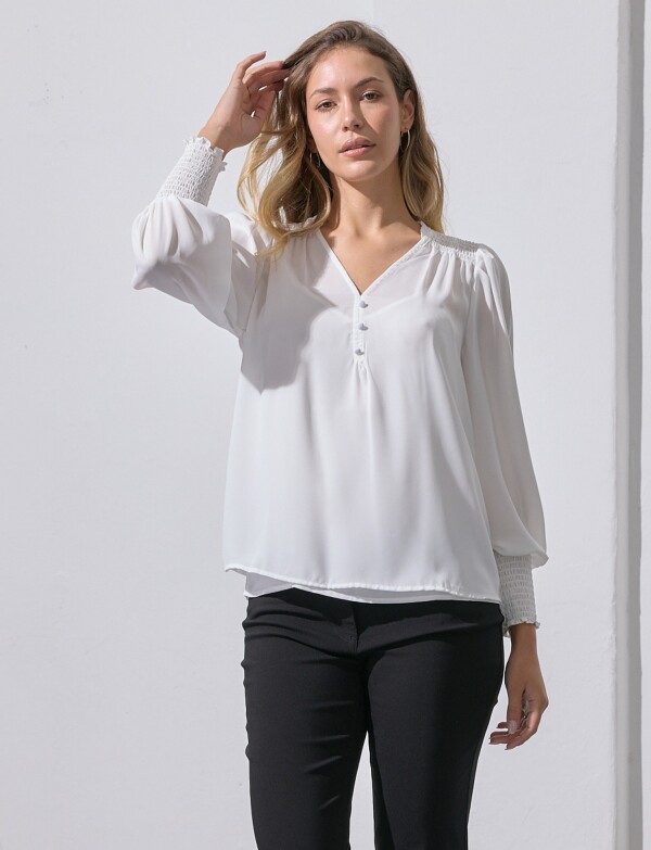Blusa Gasa Smock BLANCO