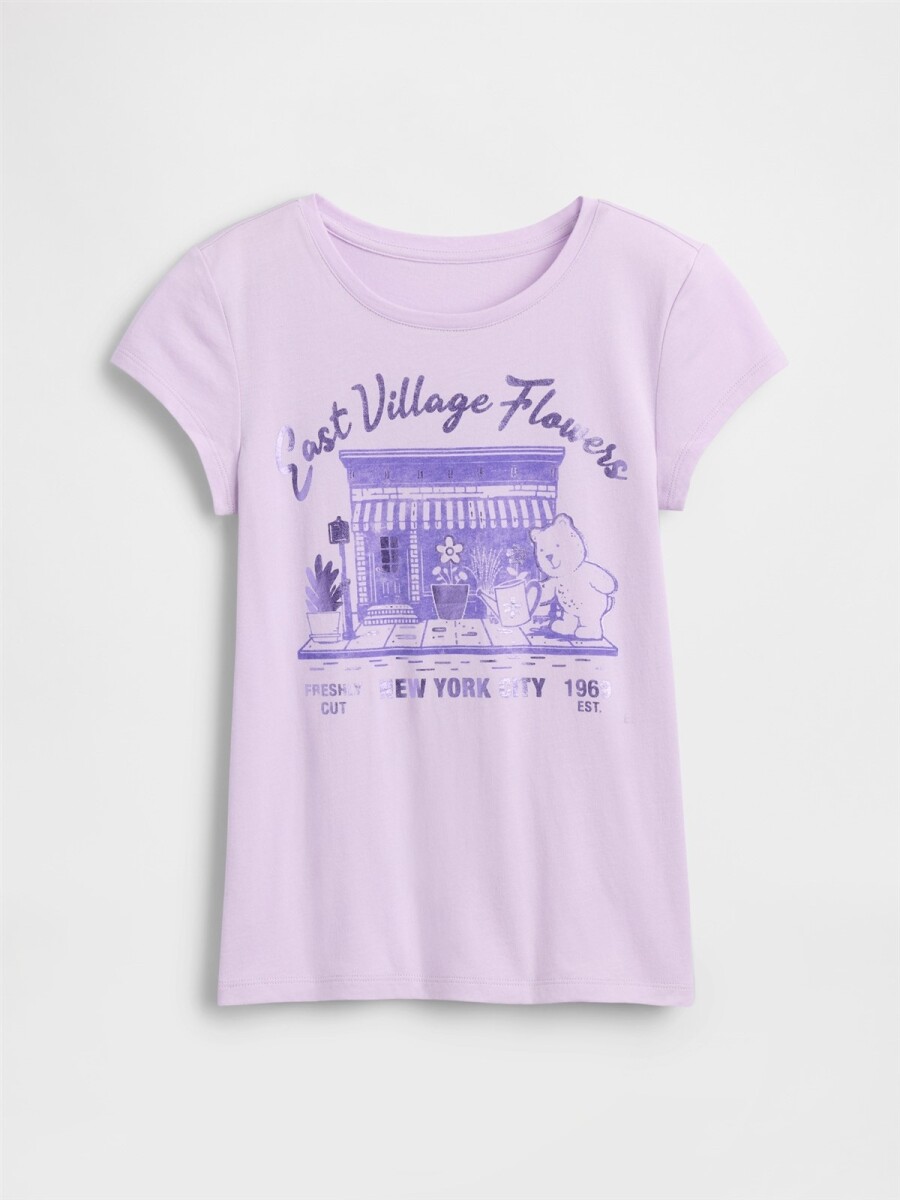 Remera Gráfico Manga Corta Niña - Pale Lilac 