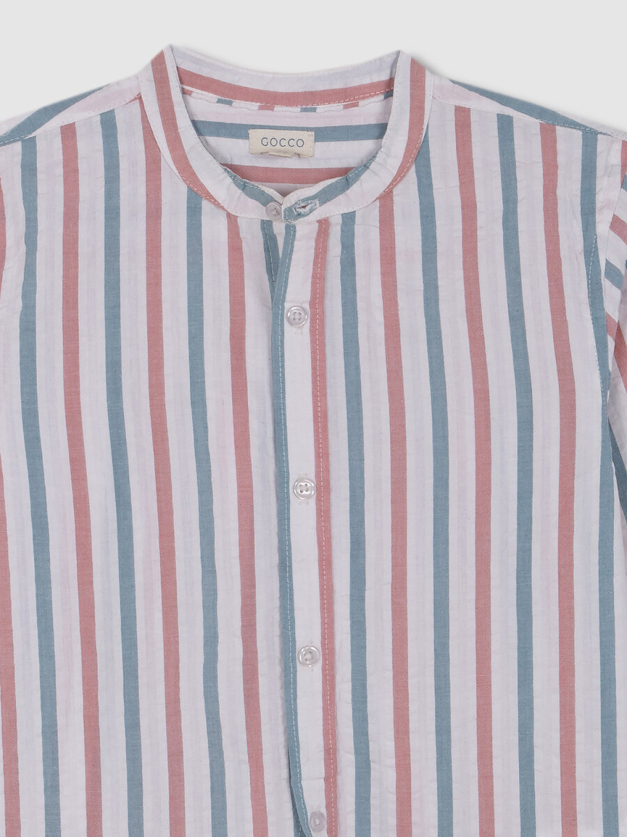 Camisa De Rayas Azul Claro