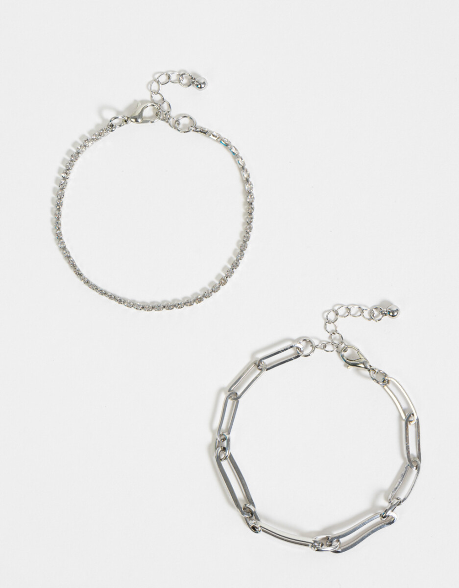 Set De Pulseras Con Strass 
