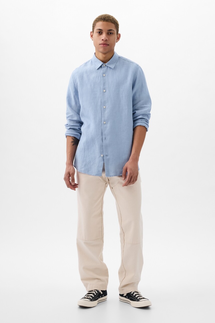 Camisa De Lino Hombre Distant Blue