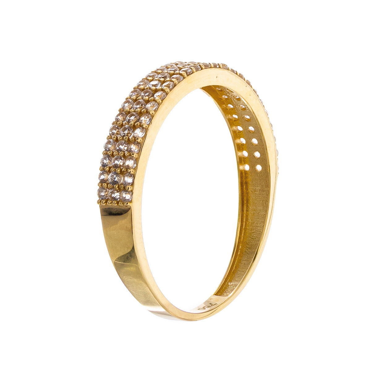 Anillo de oro 18 ktes con circonias. 