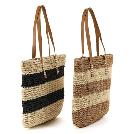 Bolso playero Canva Gold tejido Negro