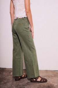 Flare Wide Leg Lavado Oliva