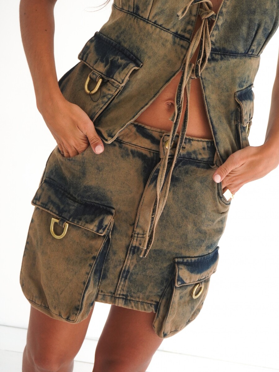 Smoky Mini Skirt - óxido 