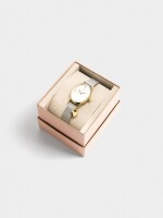 Reloj Pulsera De Malla Metálica Con Charm bicolor