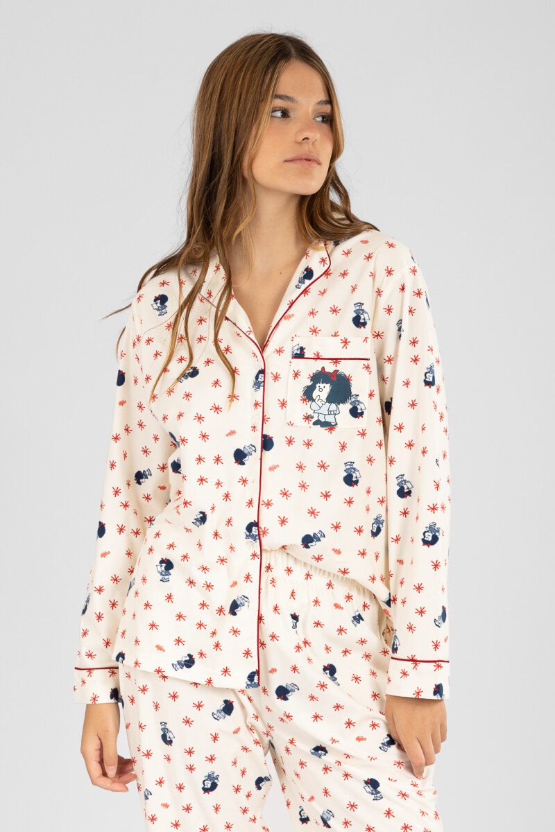 Pijama mafalda flannel fleece Marfil