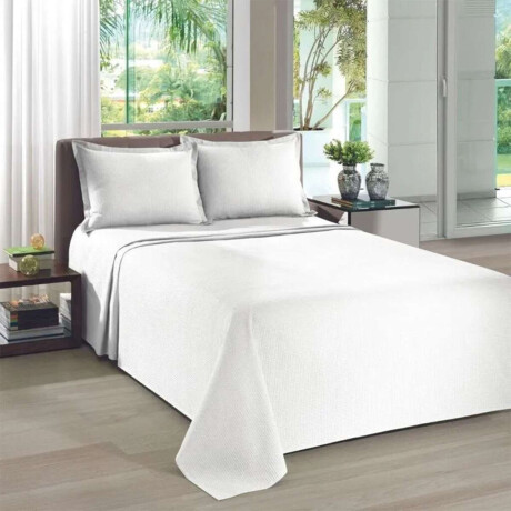 Juego Colcha y Funda Piquet Dohler Queen 100% Algodón Blanco