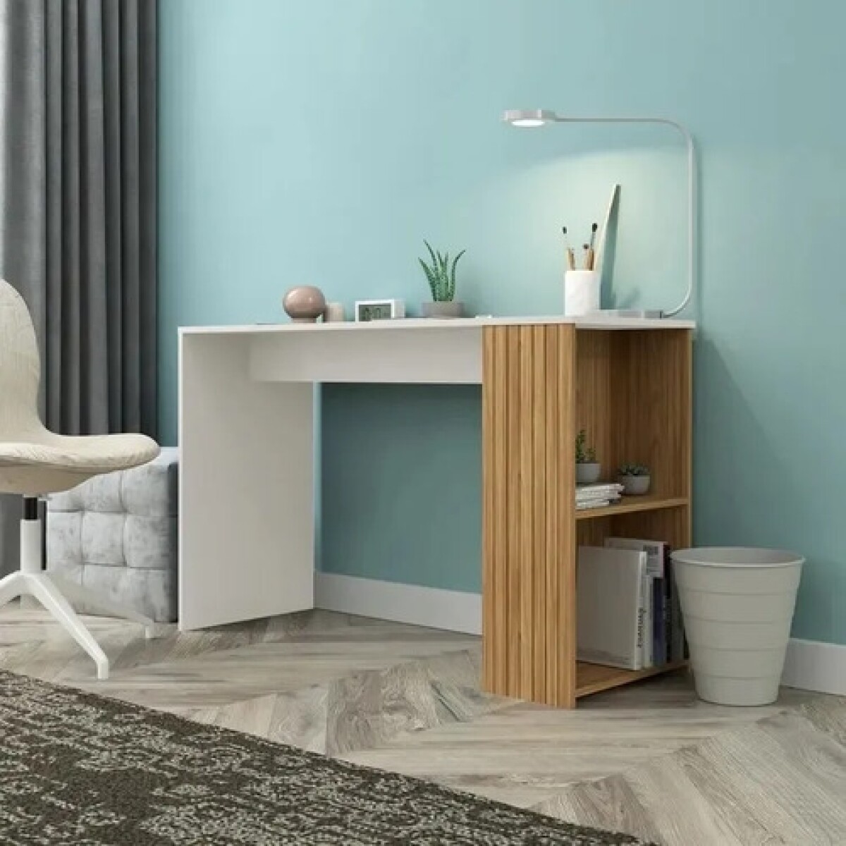 Escritorio Nórdico 1 Estante Blanco Miel 120 Cm Deco Blanco - Blanco 1 