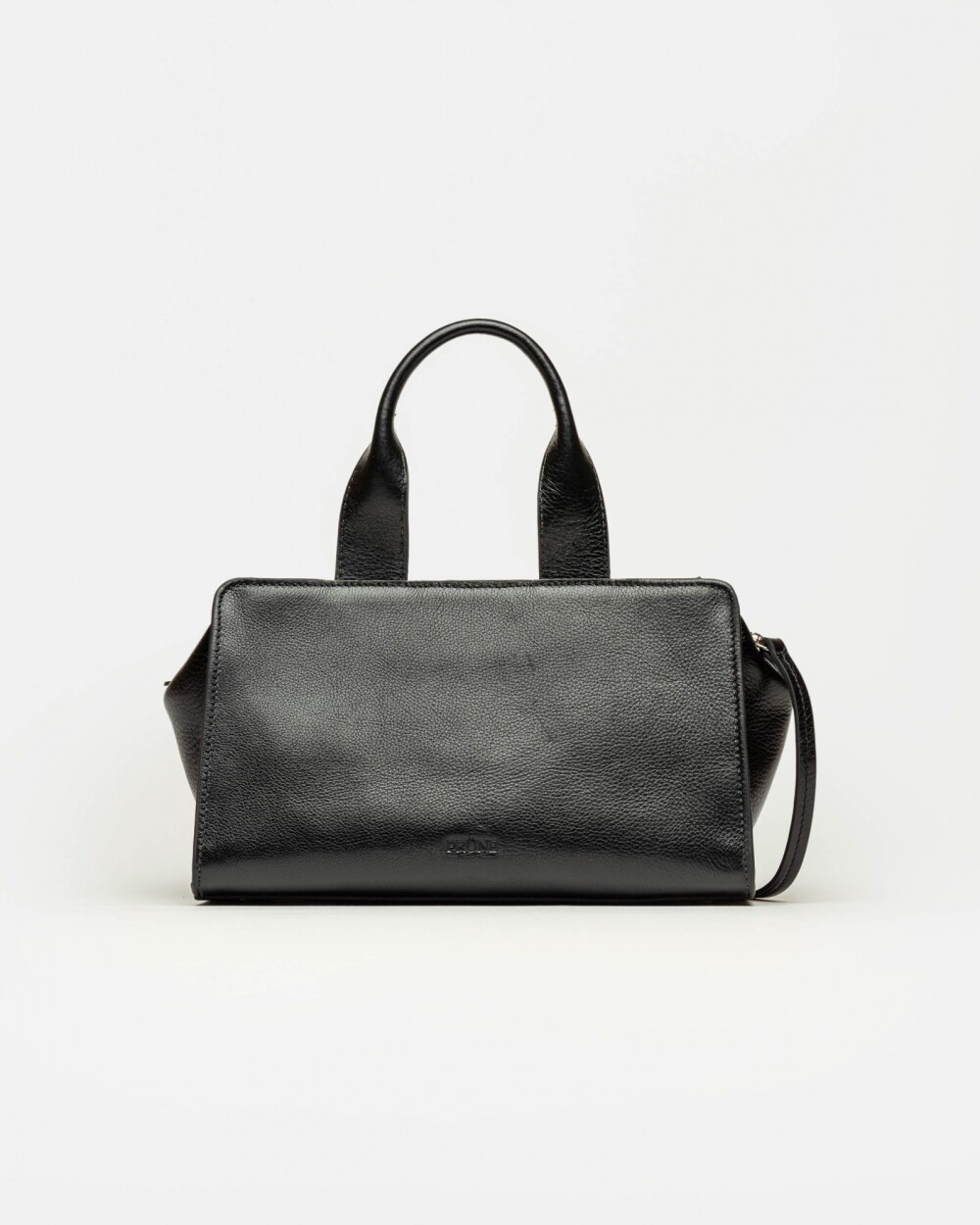 Cartera de mano Mila en cuero liso Negro