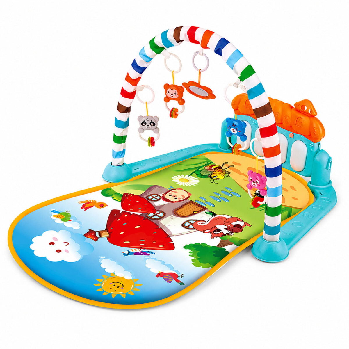 Gimnasio Bebé Musical C/Piano Juguetes Estimulación Temprana - Celeste 
