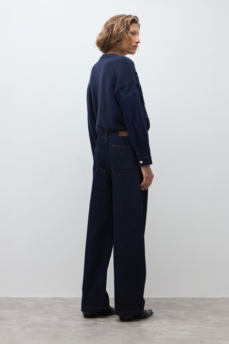 Pantalón de jean con elástico jean oscuro