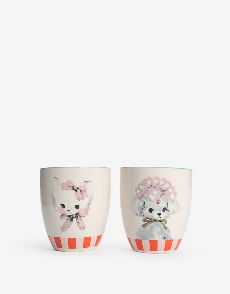 Artículos cocina Vasos y Botellas Set 2 Pocillos De Cerámica Antique Cat, 100 Ml Cada Uno. - Combinacion Tricolor