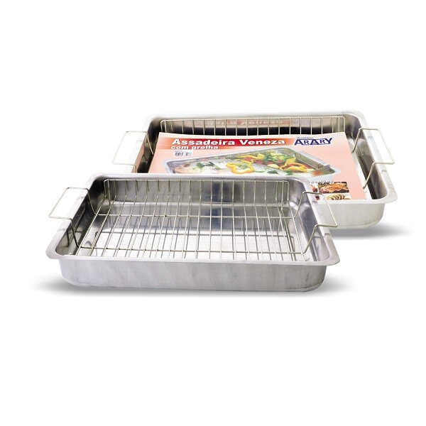 Asadera aluminio con rejilla 40x28x6 cm ARARY Asadera aluminio con rejilla 40x28x6 cm ARARY