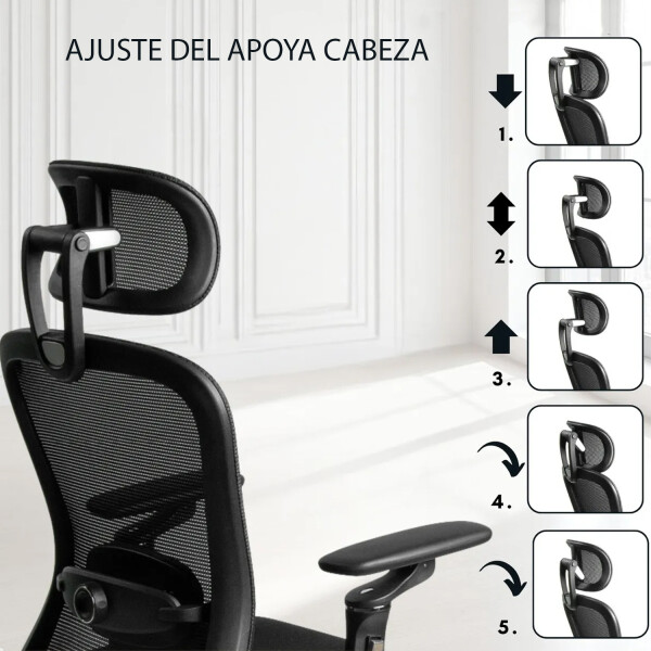 Silla Sillon Mesh Apoya Cabeza Respaldo Alto SILLA RESPALDO ALTO 5D MESH CELLA