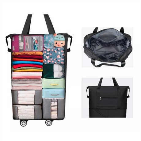 Bolsa plegable con rueditas para viaje Azul