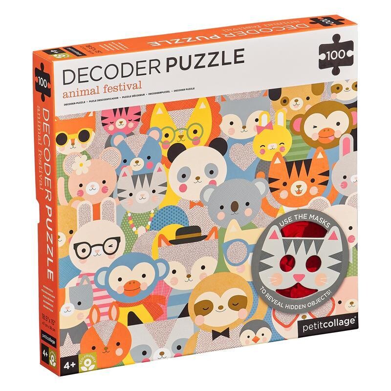 Puzzle con lentes para descubrir 100 piezas Animales