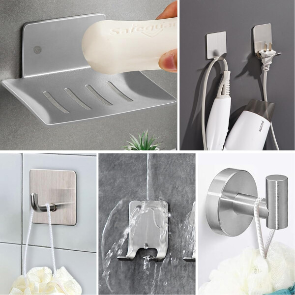 Set De Accesorios Para Baño Juego 9 Piezas Acero Inoxidable IMBACK Color Plateado Set De Accesorios Para Baño Juego 9 Piezas Acero Inoxidable IMBACK Color Plateado