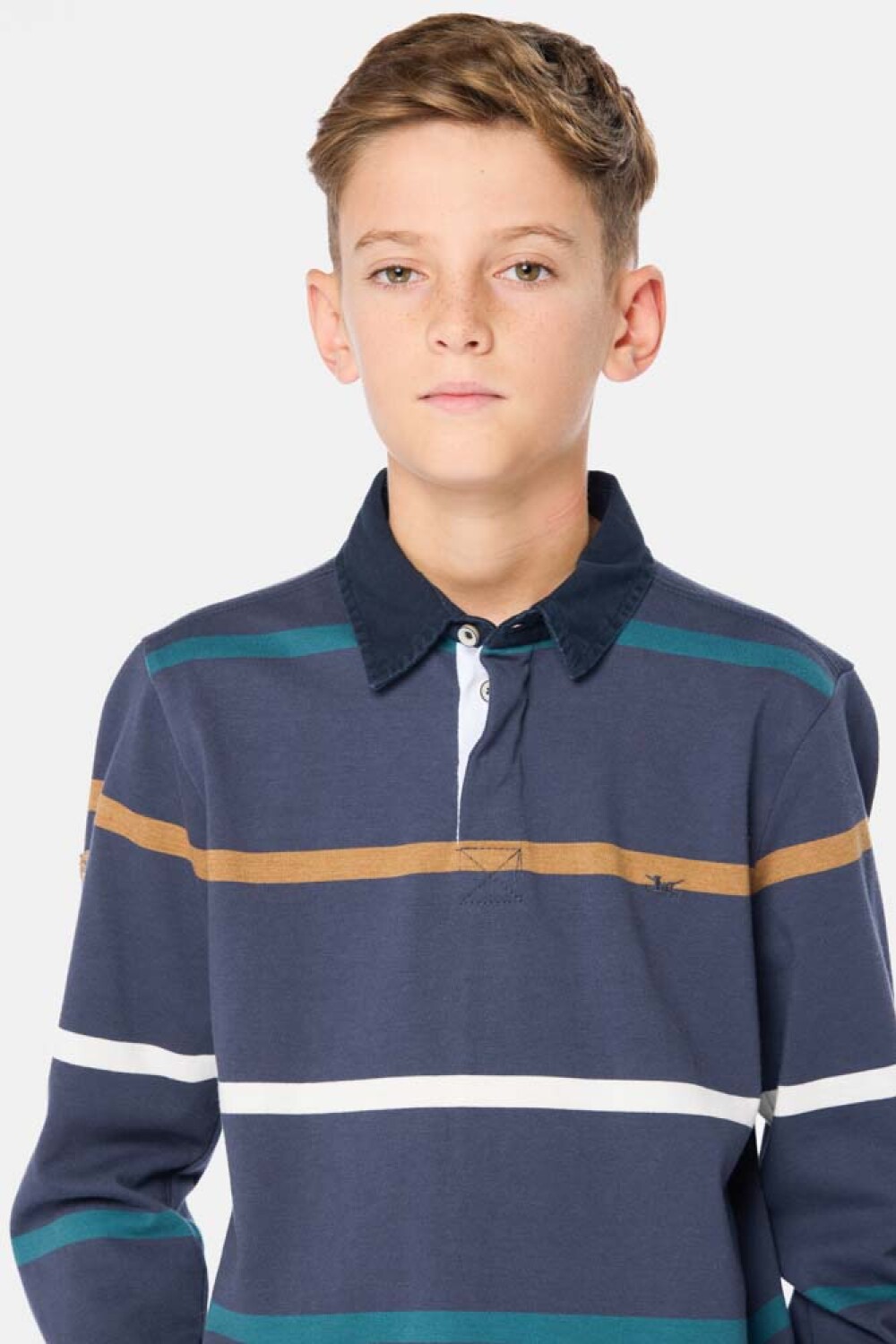 REMERA POLO RAYADA Azul