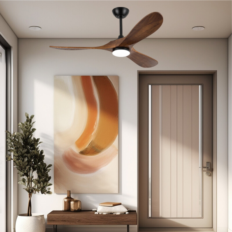 VENTILADOR DE TECHO EN MADERA 22W CON CONTROL REMOTO LOWA Luminaria LED y Ventilador de Techo con Control Remoto Lowa Dark Wooden