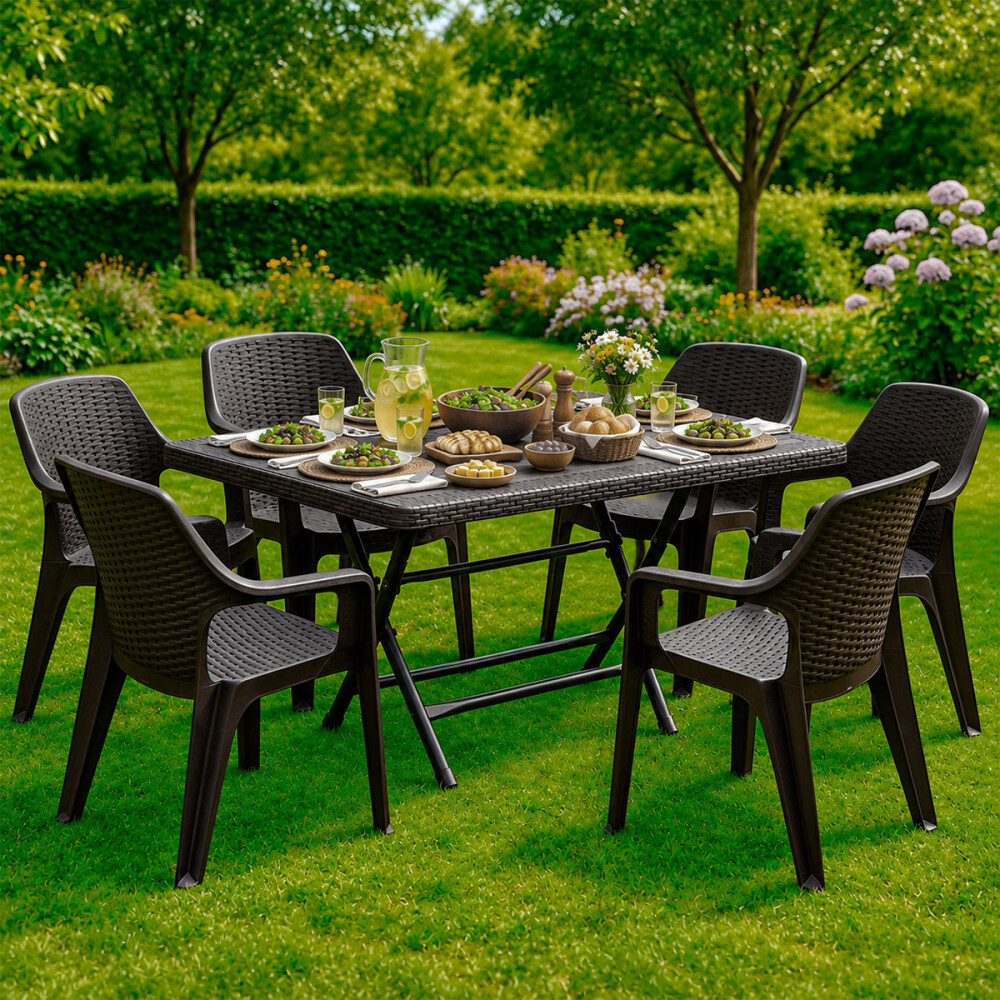 Set Mesa plegable + 6 Sillas Babel Negro