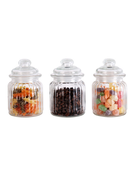 SET X3 RECIPIENTES D8xH12.5CM 300ML VIDRIO C/TAPA SET X3 RECIPIENTES D8xH12.5CM 300ML VIDRIO C/TAPA