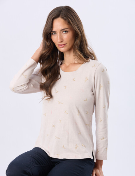 REMERA ESTAMPADA DE ALGODÓN Beige
