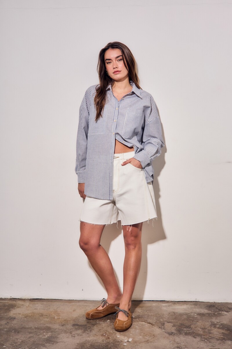 Camisa Rayada Azul
