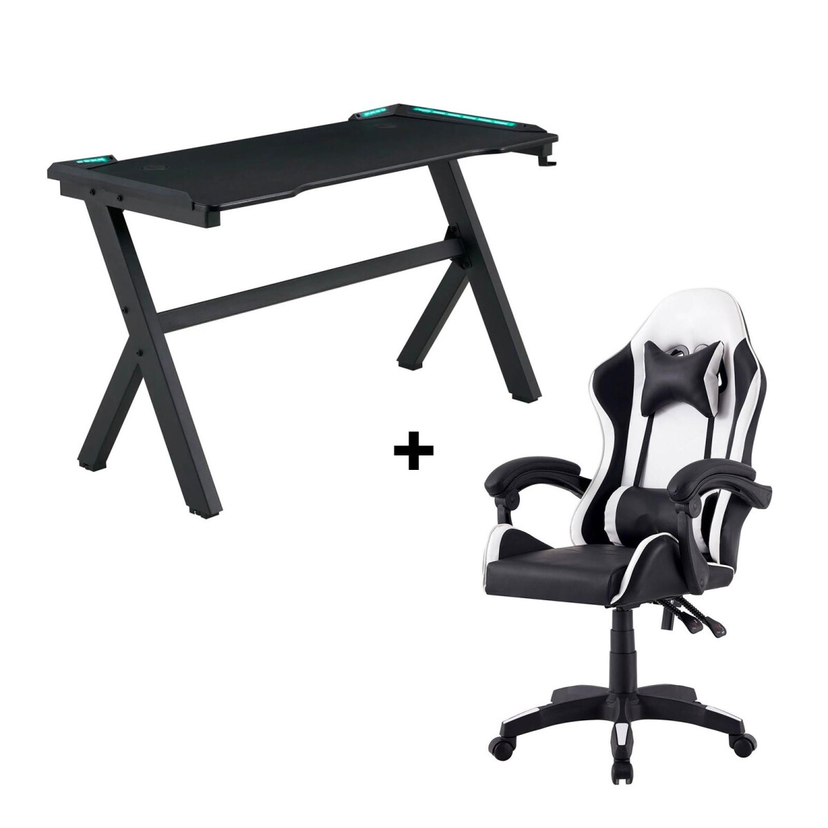 SILLA - + ESCRITORIO GAMER LED 