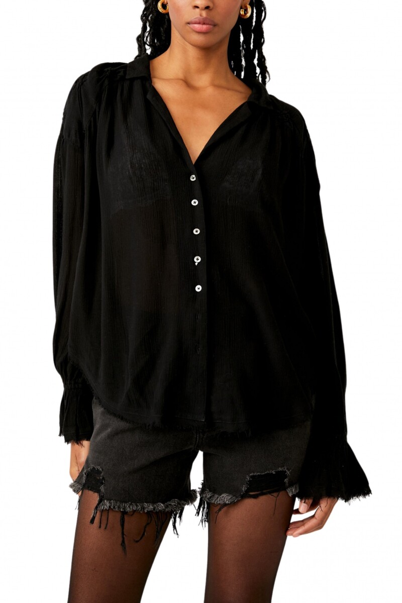 OLIVIA SMOCKED TOP Negro