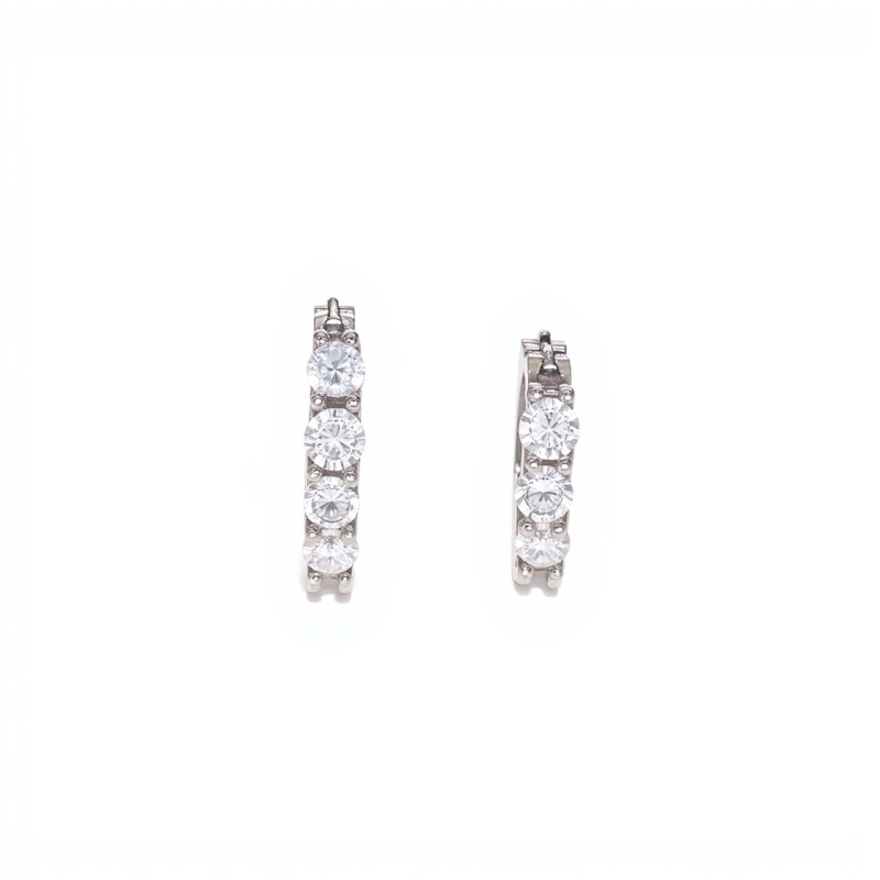 Caravanas Aros de zirconias -Plata 925-Piedra Zirconia-Ca3086 conpiedra